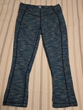 Title Nine Blue Space-Dye Flare Leggings